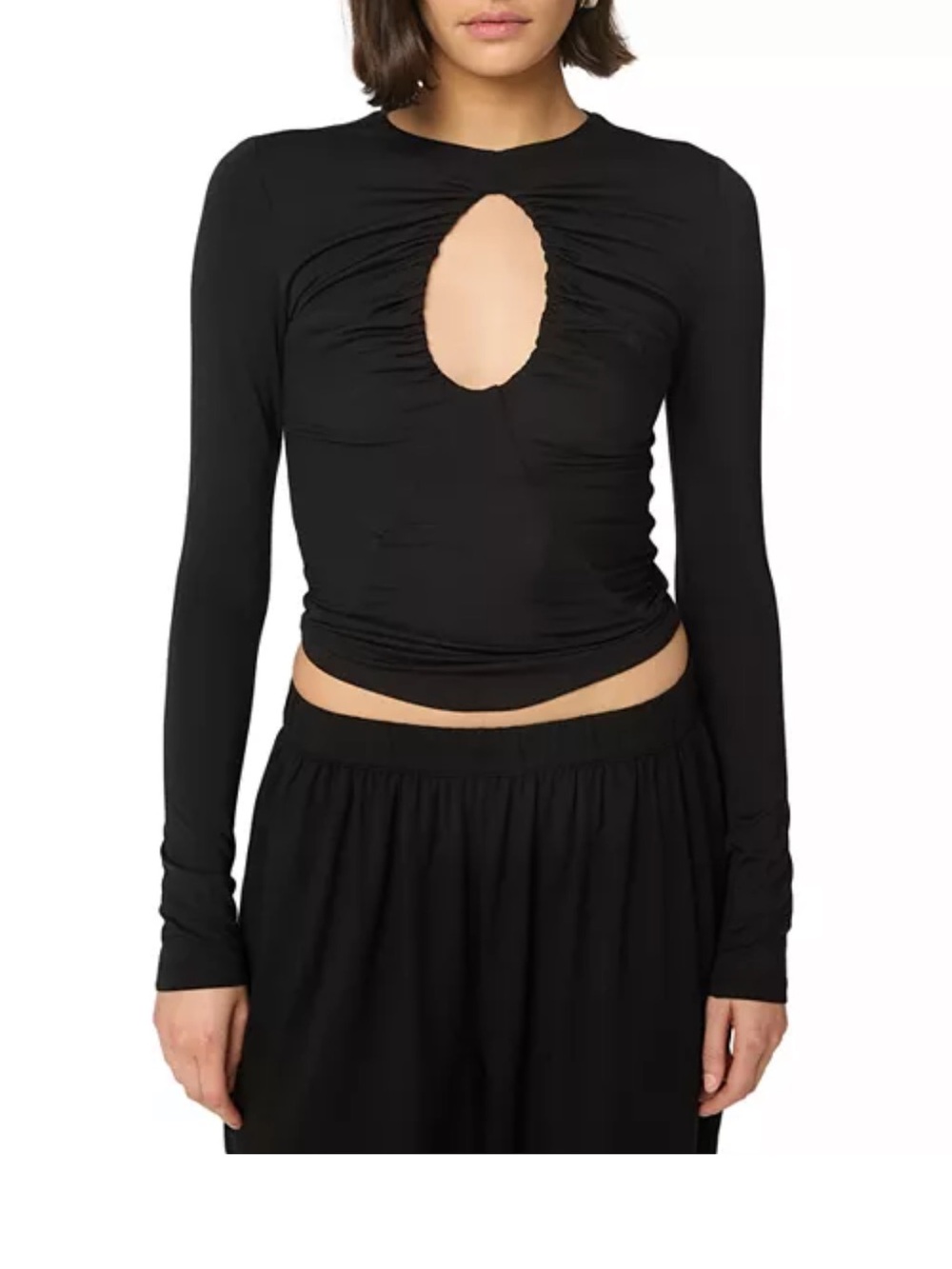 The Line by K Black Ruched Keyhole Long-Sleeve Top - Picture 2 of 6